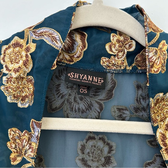 Shyanne Teal Floral Duster Kimono One Size Travel Boho Festival Beach Coverup - Picture 3 of 12